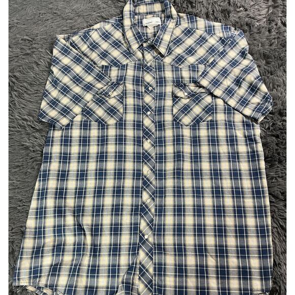 Wrangler Wracher Pearl Snap Xl Tall Men’s Short Sleeve Shirt - Picture 1 of 10